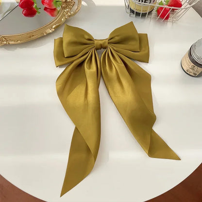Korean Satin Big Bow Hair Clips For Women And Girls