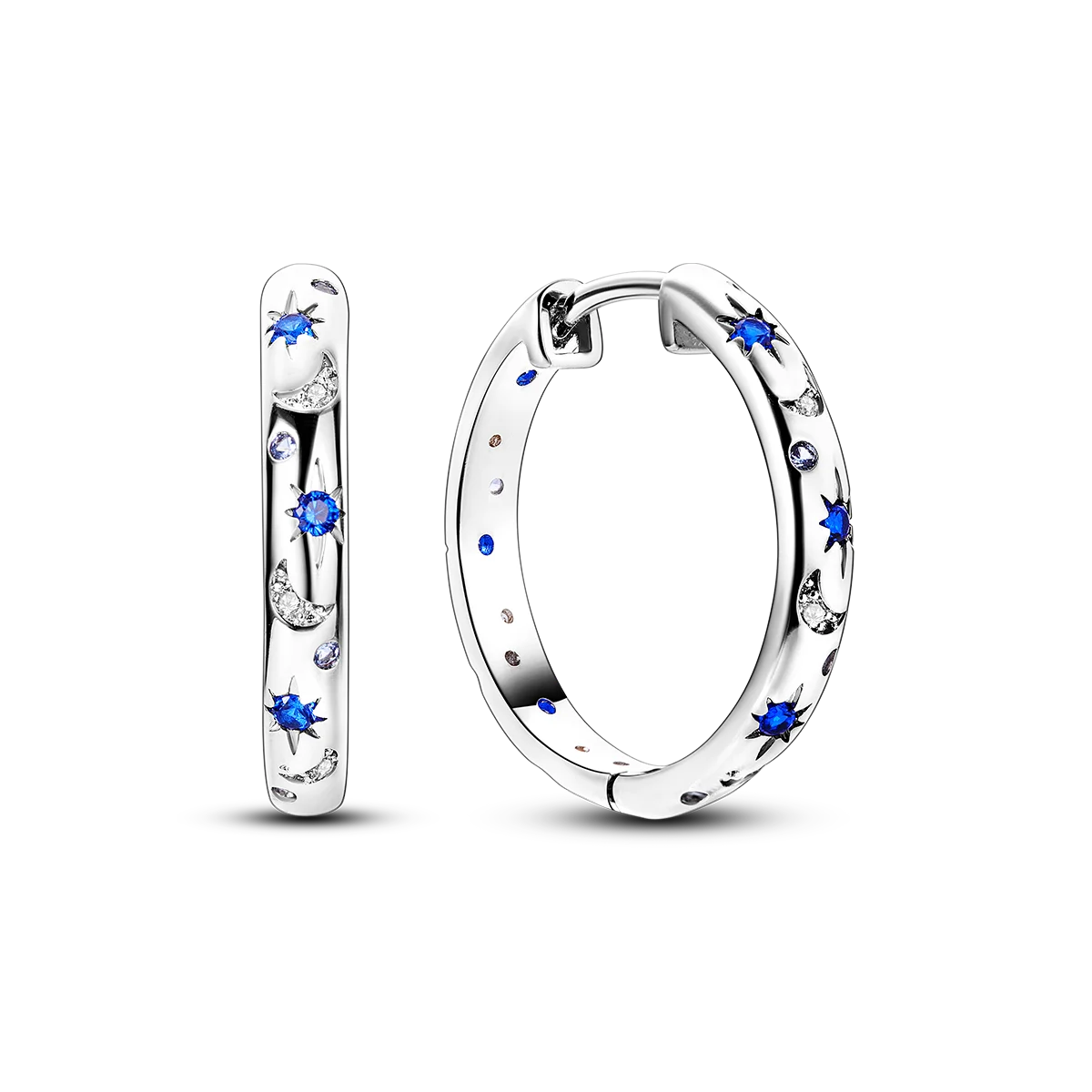 925 Silver Geometric Hoop Earrings for Women with Zircon Moon and Heart Design Fashion Jewelry Gift