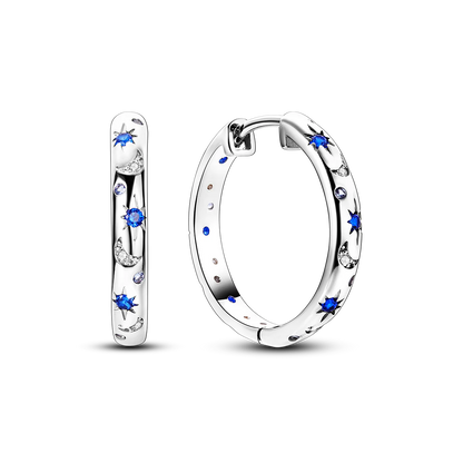925 Silver Geometric Hoop Earrings for Women with Zircon Moon and Heart Design Fashion Jewelry Gift