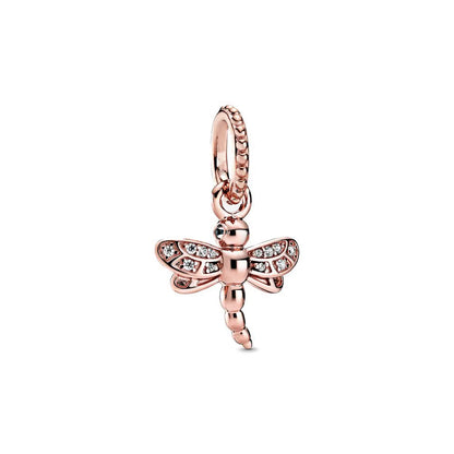Rose Gold Butterfly Lock Key Charms Beads for DIY Jewelry Making F657