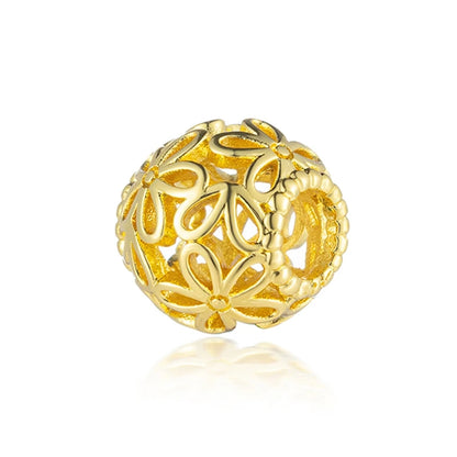 Golden Dragon Double Heart Dangle Charm Bead For 925 Bracelet