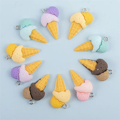 Charming 3D Ice Cream Resin Charms Set for DIY Jewelry Accessories