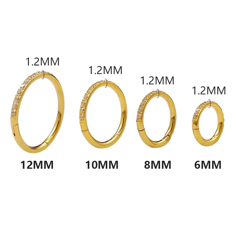 Stainless Steel CZ Septum Clicker 16G Hinged Nose Ring for Tragus Helix Daith Piercings