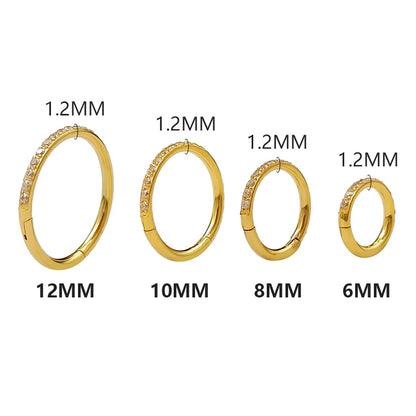 Stainless Steel CZ Septum Clicker 16G Hinged Nose Ring for Tragus Helix Daith Piercings