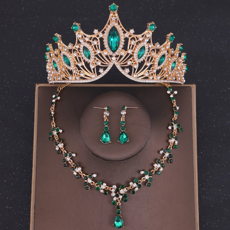 Baroque Crystal Tiara & Crown Jewelry Set - Top-Rated Rhinestone Bridal Accessories