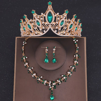 Baroque Crystal Tiara & Crown Jewelry Set - Top-Rated Rhinestone Bridal Accessories