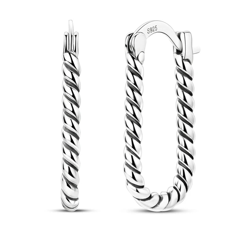 925 Sterling Silver Zirconia Hoop Earrings for Women Engagement Birthday Gift KTE451