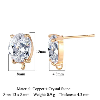 Elegant Copper Crystal Waterdrop Stud Earring Findings Set - 10 Piece Birthday Stone Jewelry Clasps