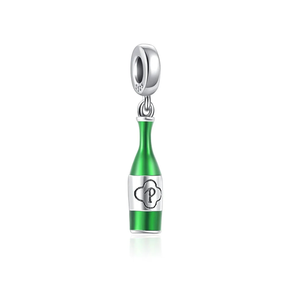925 Sterling Silver Green Clover Pendant for European Bracelet Charms Women Jewelry B4073