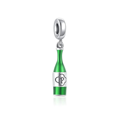 925 Sterling Silver Green Clover Pendant for European Bracelet Charms Women Jewelry B4073
