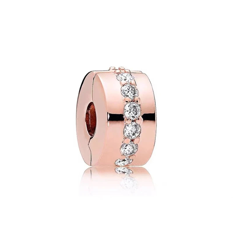 Sparkling Rose Gold Family Tree & Flower Charm Bead for European Silver Bracelet YY1290