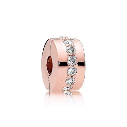 Sparkling Rose Gold Family Tree & Flower Charm Bead for European Silver Bracelet YY1290
