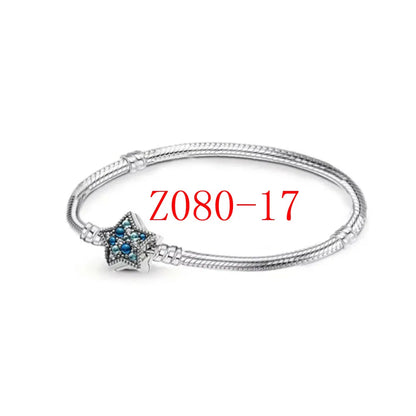 Family Charm Pendant Pink Flower Heart Clover Dangle Bead for 925 Silver Bracelets Z080-17