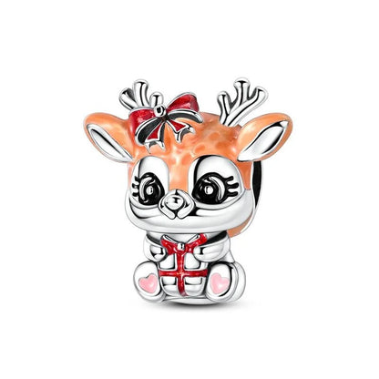 Original 925 Sterling Silver Christmas Charms Santa Claus Reindeer Earrings Beads for Necklace and Bracelet DIY Fine Jewelry Gifts