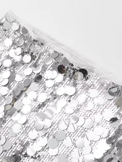 Women Sequined Mini Skirt With Side Zipper High Waist Chic