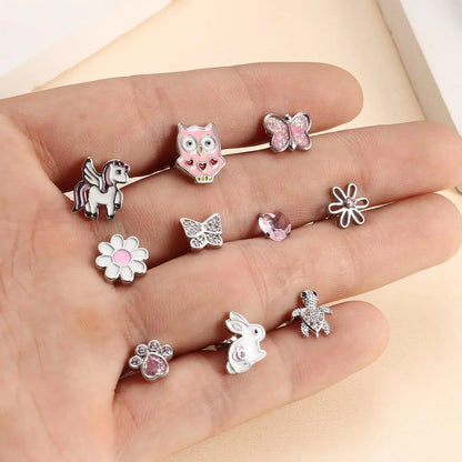 Bobisty Rainbow CZ Stud Earrings for Women Stainless Steel Hypoallergenic Screwback