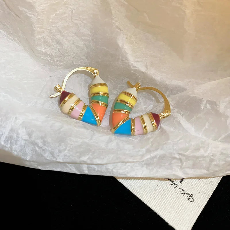 Candy Colorful Heart Hoop Earrings Korean Design Fashion Jewelry