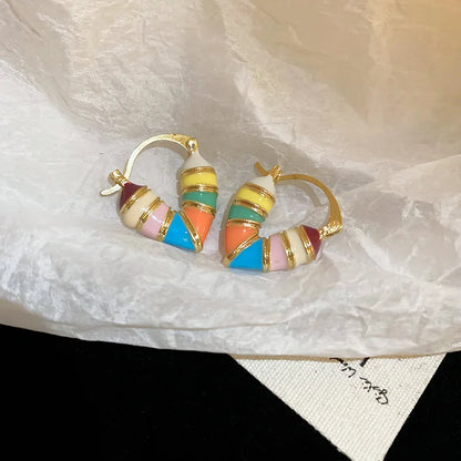 Candy Colorful Heart Hoop Earrings Korean Design Fashion Jewelry