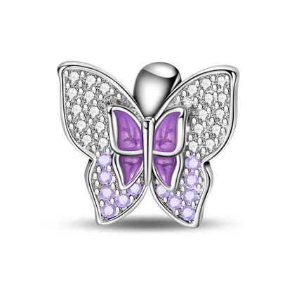 Sparkling Purple Jellyfish Sterling Silver 925 Charm Bead Birthday Pendant for DIY Bracelet Jewelry