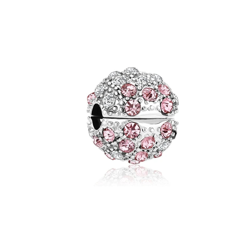 Pink Hot Air Balloon Daisy Murano Glass Charm for European Silver Bracelet SS1550
