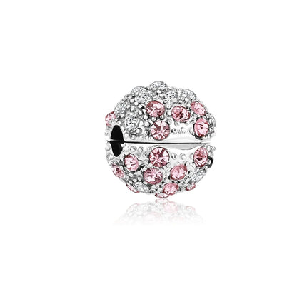 Pink Hot Air Balloon Daisy Murano Glass Charm for European Silver Bracelet SS1550