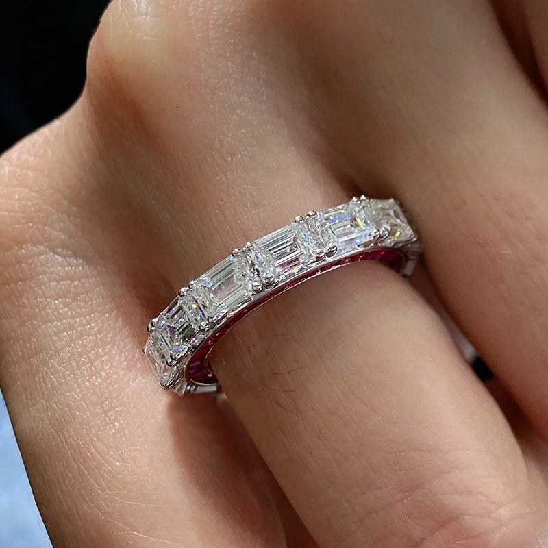 Lovers Eternity 925 Sterling Silver Ruby Diamond Ring for Women and Men