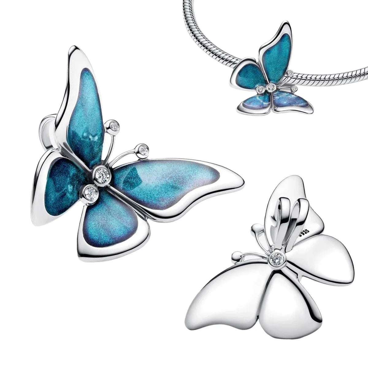 925 Sterling Silver Colorful Heart Clover Rose Star Butterfly Bird Zircon Bead Charms for DIY Bracelet and Necklace Gifts for Women