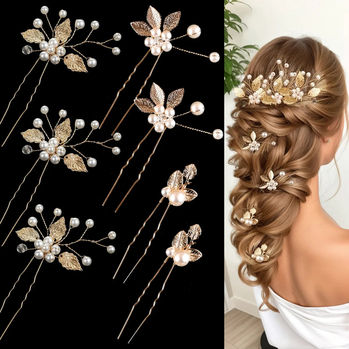 Elegant Pearl Flower Wedding Hairpin Comb Set for Brides