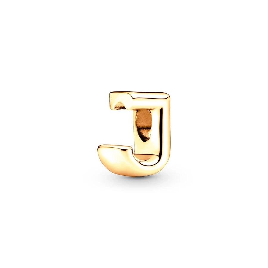 Gold Plated A To Z Alphabet Charm Beads For 925 Bracelet
