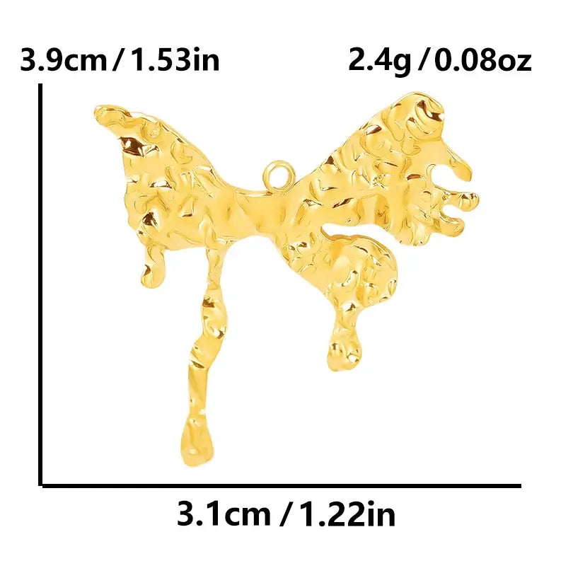 4Pcs Lot Stainless Steel Geometric Hammered Heart Dangle Charms for DIY Jewelry Making S1819-G
