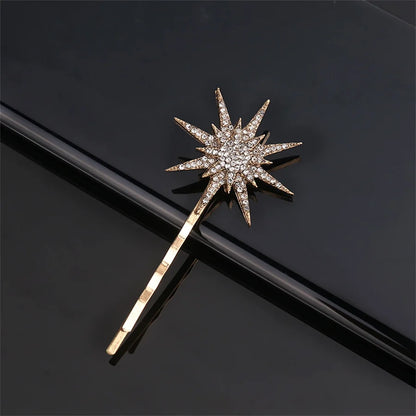 Vintage Moon Star Rhinestone Hairpin for Women Bridal Wedding Accessories