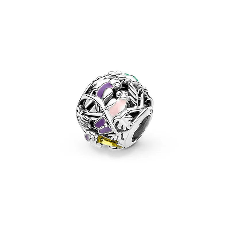Spring Butterfly Heart Enamel Flower Charm Bead for Bracelets and Necklaces