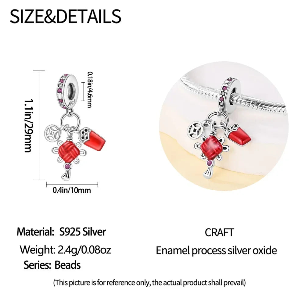 925 Sterling Silver Festive Cookie House Heart Nutcracker Dangle Charm for DIY Christmas Tree and Original Bracelet Gift