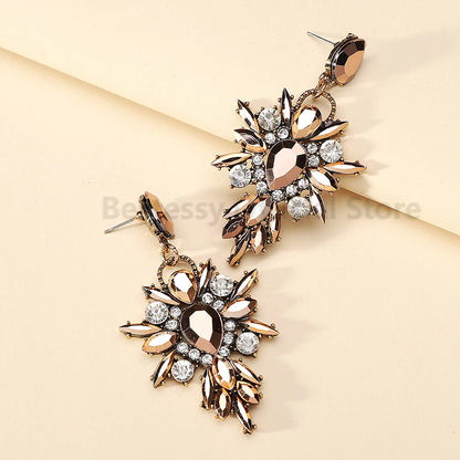 Elegant Rhinestone Drop Earrings for Women - Luxury Chandelier Design for Weddings and Parties