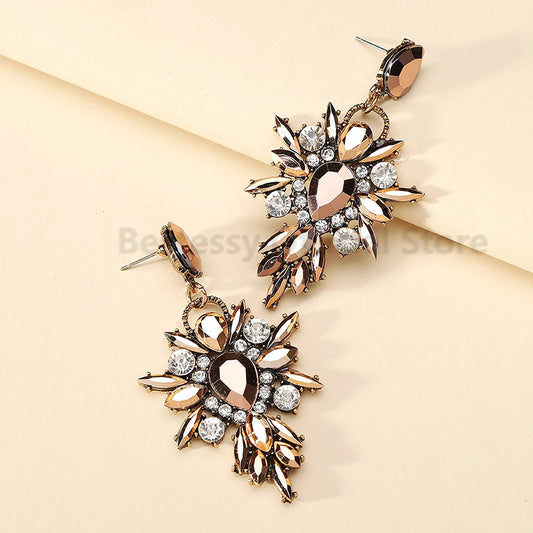 Elegant Rhinestone Drop Earrings for Women - Luxury Chandelier Design for Weddings and Parties