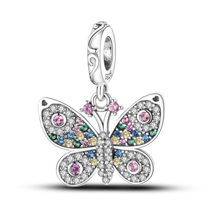 Pink Butterfly Luminous Firefly Dangle Charms 925 Sterling Silver Beads for DIY Jewelry KTC170