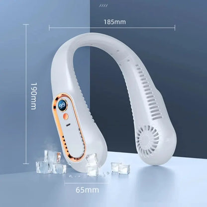 2024 USB Rechargeable Portable Neck Fan with Dual Ventilation