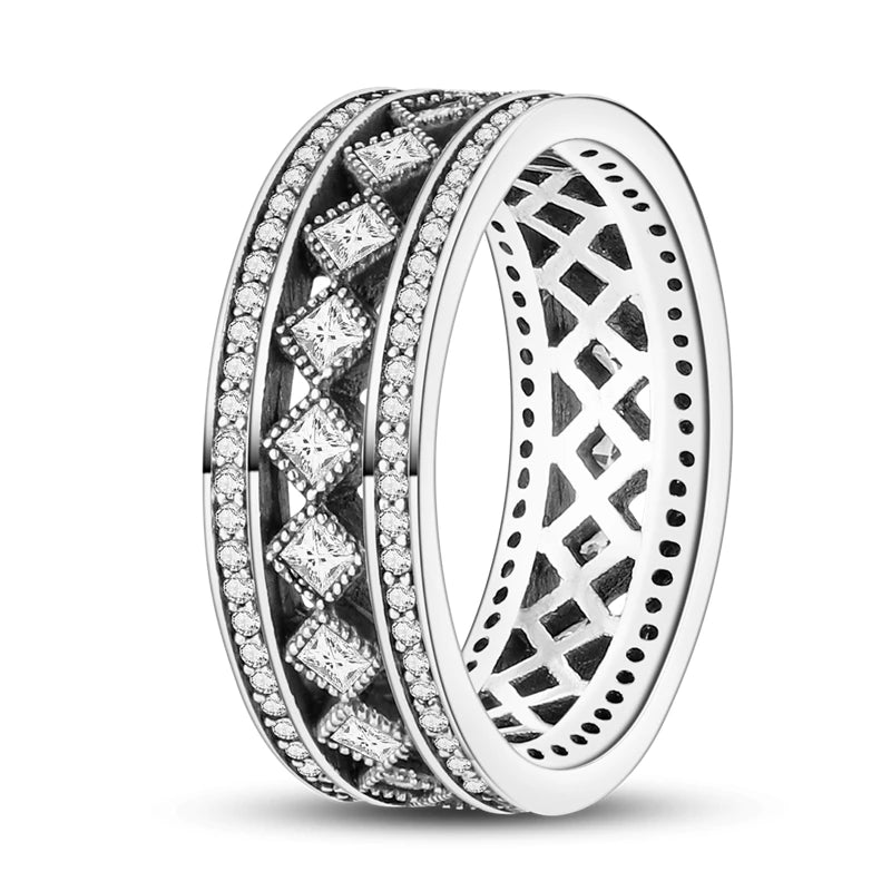 Silver Plated Luxury Stackable Ring with Infinite Flower Design and Zircon for Women Engagement and Wedding Parties APTR046