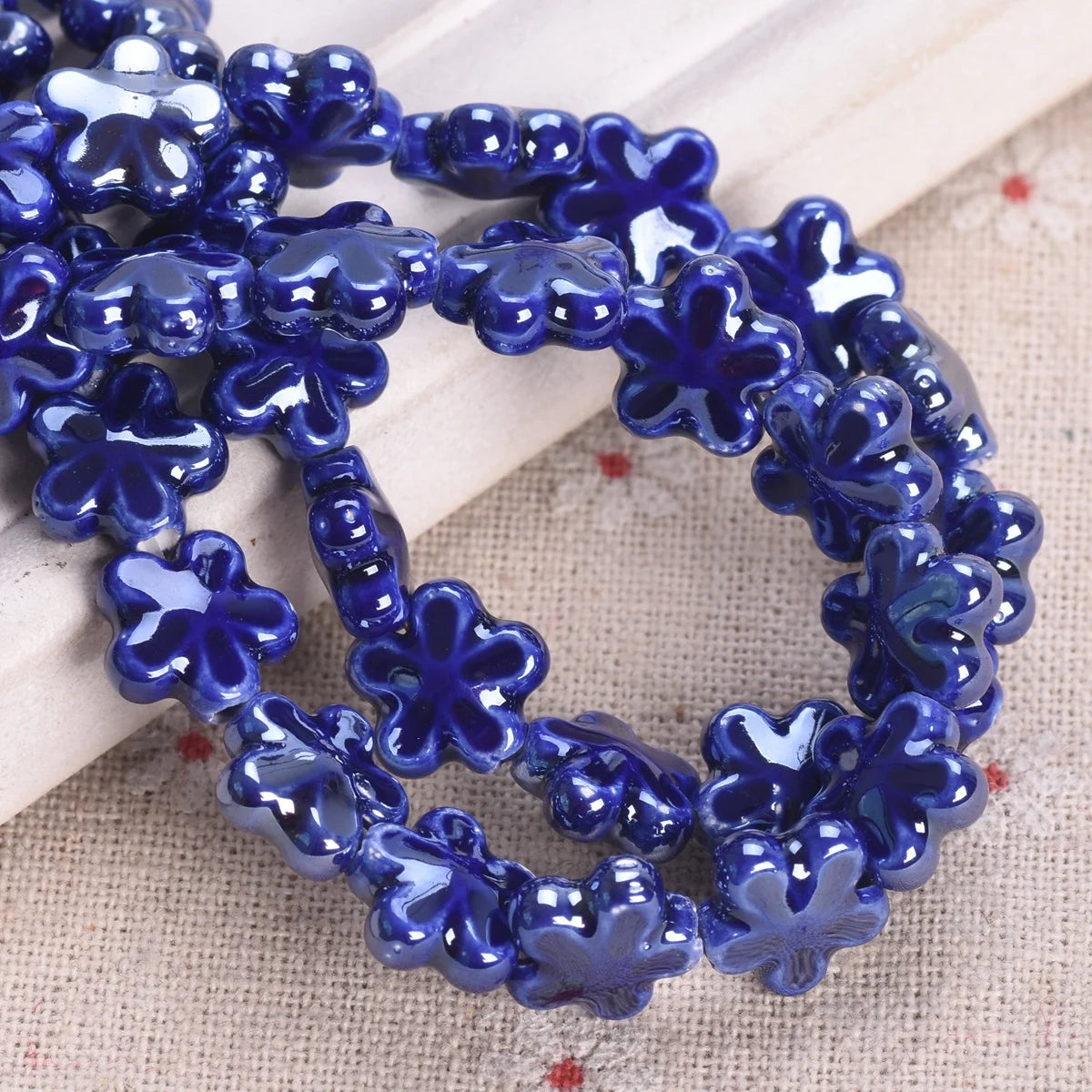 10 Pack Star Flower Shape 12mm Shiny Ceramic Loose Beads for DIY Jewelry and Earring Creations