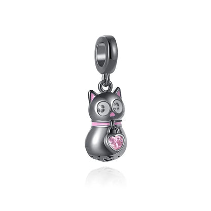 Exquisite 925 Silver Cat Claw Pendant Beads with Safety Chain for European Bracelets B1968