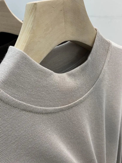 White Cotton Slim Fit Long Sleeve Half Turtleneck Women
