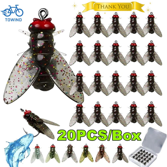 20PCS/Box Bionic Fly Fishing Bait Soft Hook for Salmon Trout