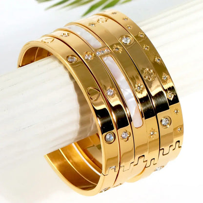 New Waterproof Cubic Zirconia Heart Flower Bangles Jewelry for Women