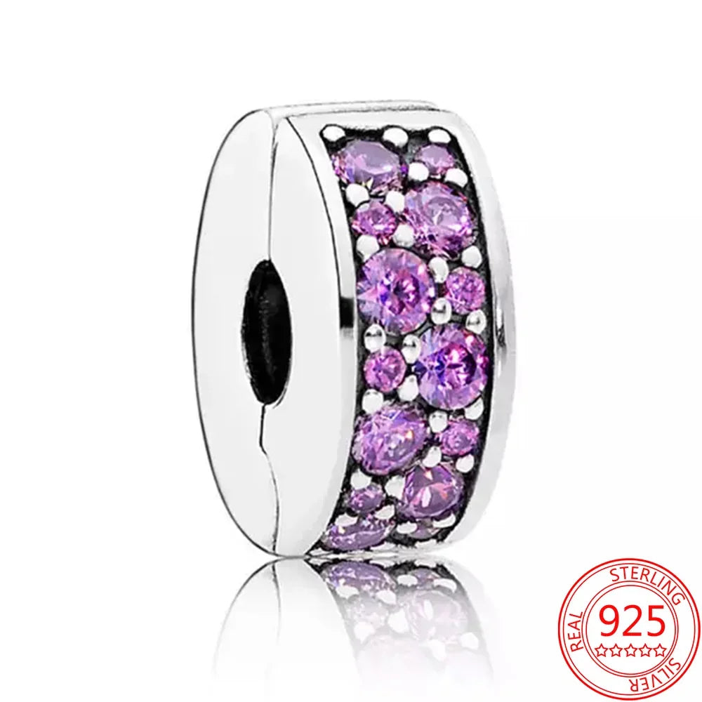 925 Sterling Silver Pink Flower Balloon Coffee Cup Charm Beads for DIY Bracelets Perfect Gift for Women AMC0182