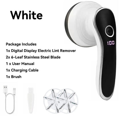 Electric Digital Display Lint Remover Portable Fabric Shaver for Quick and Easy Cleaning Digital white
