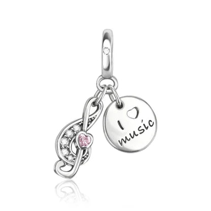 925 Sterling Silver Music Charms Beads Musical Note Piano Guitar Headset Earrings Pendants for DIY Bracelet Fine Jewelry Gift