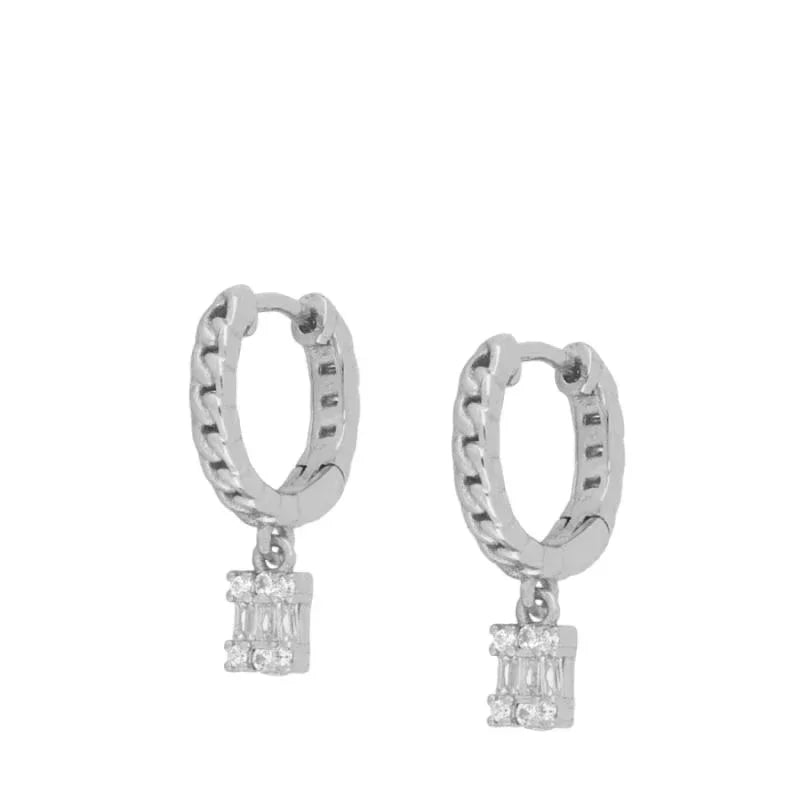 Crmya Gold Plated Women's Earrings Set with Vintage CZ Zircon Drop and Stud Hoops