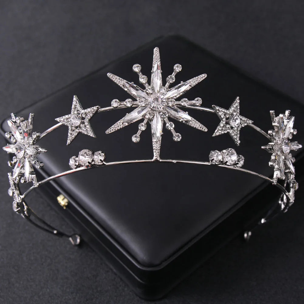 Wedding Crown Hair Jewelry - Double Layer Crystal Star Headpiece with Rhinestones Style 2