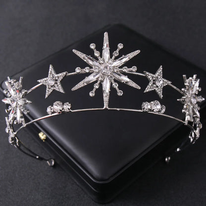 Wedding Crown Hair Jewelry - Double Layer Crystal Star Headpiece with Rhinestones Style 2