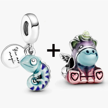 Chameleon and Turtle Pendant Beads for Charm Bracelets Jewelry Gift BD14